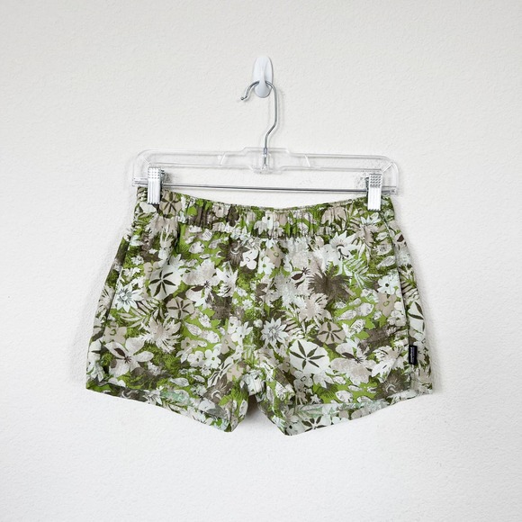 [Patagonia] Barely Baggies Green Floral Sand Dollar Neo Tropic Shorts Sz Small S - Picture 2 of 12